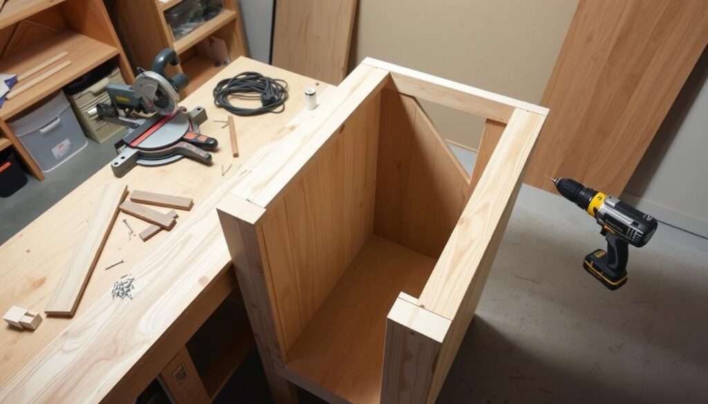 Bau der Seitenteile für Mülltonnenverkleidung