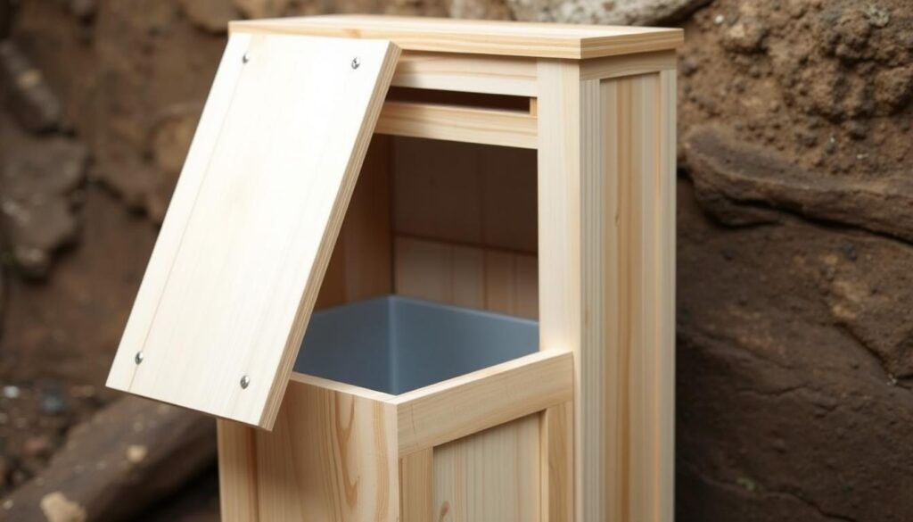 Deckelbau und Tür für Mülltonnenverkleidung