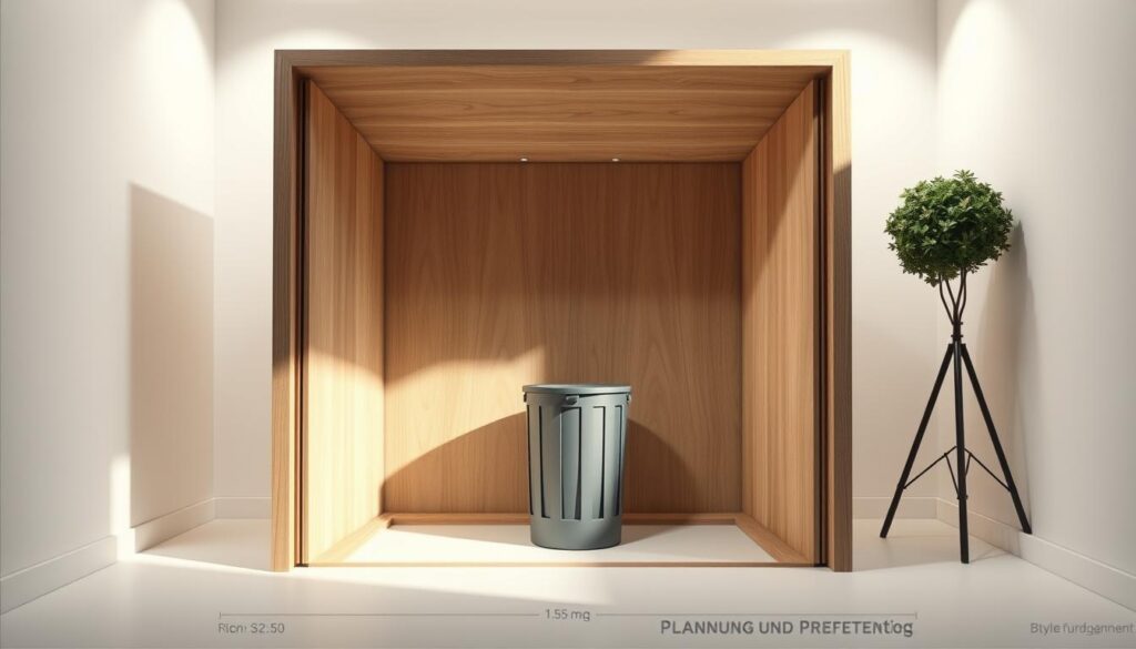 Maßbestimmung für Mülltonnenbox